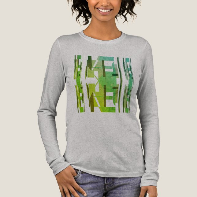 Grüne Limette Oliven gemusterte MCM-Optik abstrakt Tri-Blend Shirt (Vorderseite)