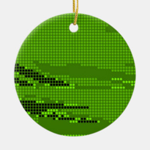 GRÜNE LIMETTE SCHWARZE NEON RETRO PUNKTE KUNST KERAMIK ORNAMENT