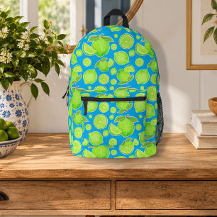 Grüne Limetten auf leuchtend blauem Zitrusfruchtmu Bedruckter Rucksack