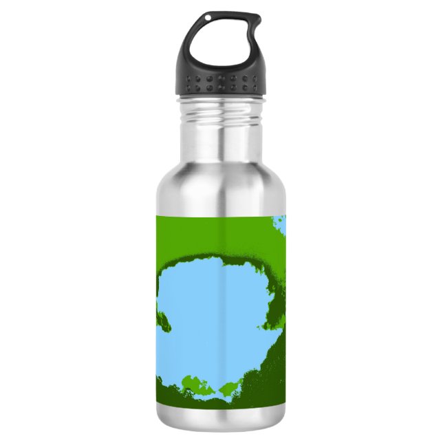 Grüne Limone Retro-Malerei Abstrakt Art Deco Trinkflasche (Vorderseite)