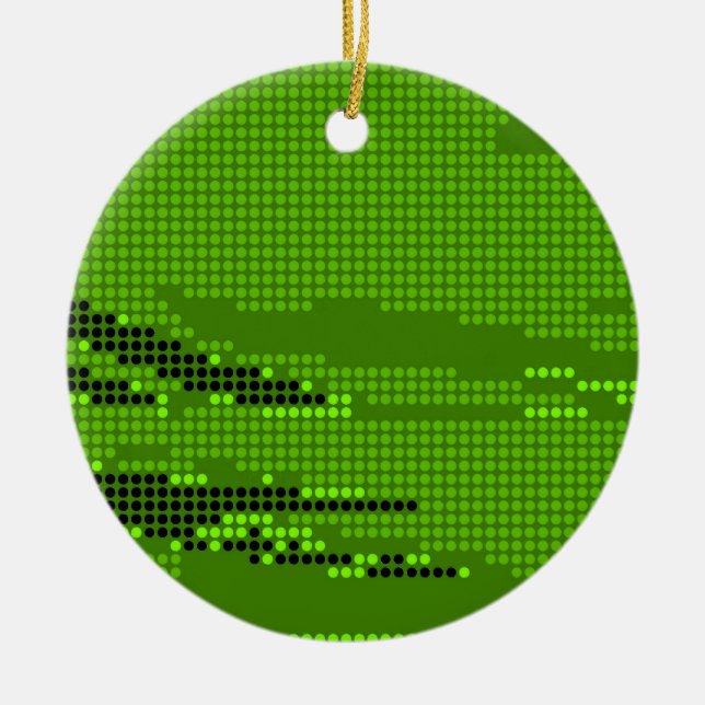 GRÜNE LIMONE SCHWARZE RETRO PUNKT-NEONKUNST KERAMIK ORNAMENT (Vorne)