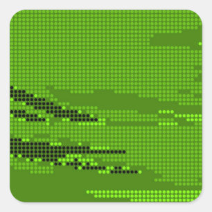 GRÜNE LIMONE SCHWARZE RETRO PUNKT-NEONKUNST QUADRATISCHER AUFKLEBER