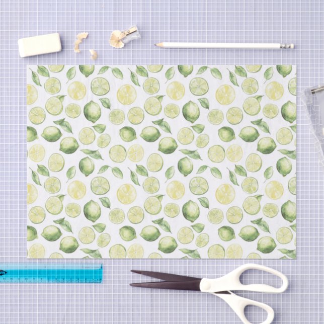 Grüne Limonen Blätter Frucht Seidenpapier (Handwerk)