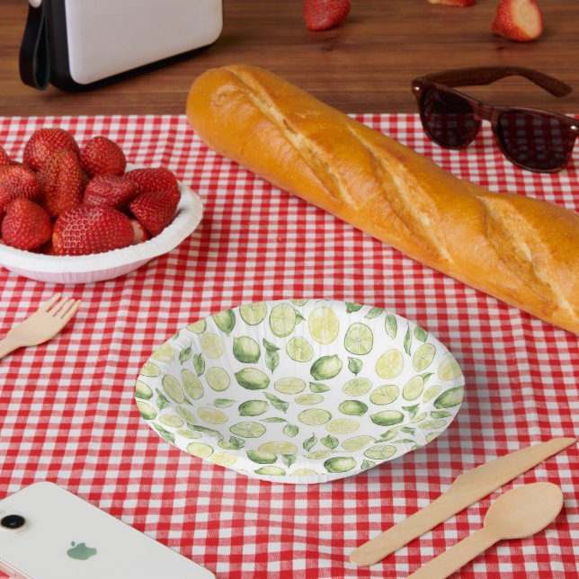 Grüne Limonen Blätter Obst Pappteller (Picknick)