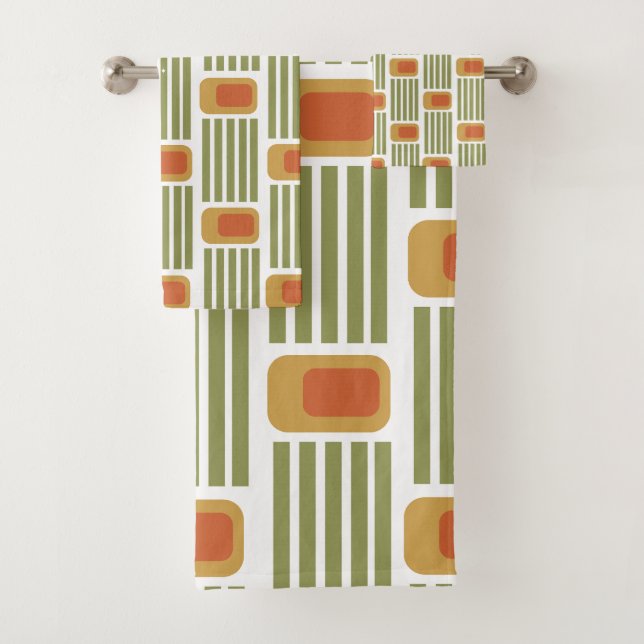 Grüne Linien und Felder Badhandtuch Set (Insitu)