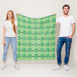 Grüne Linien und Felder Fleecedecke