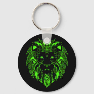 Grüne Lion mit Hintergrundfarbe Ihrer Wahl Schlüsselanhänger