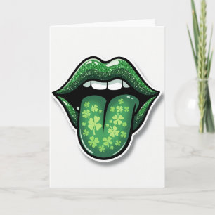 Grüne Lippen Glücksbringer-Karte Karte