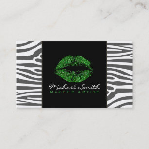 Grüne Lippen Makeup Artis Moderne Zebra Skin Visitenkarte