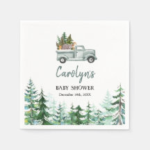 Grüne LKW-Waldtiere Papier Napkins