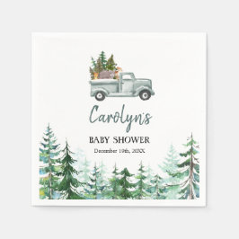 Grüne LKW-Waldtiere Papier Napkins Serviette