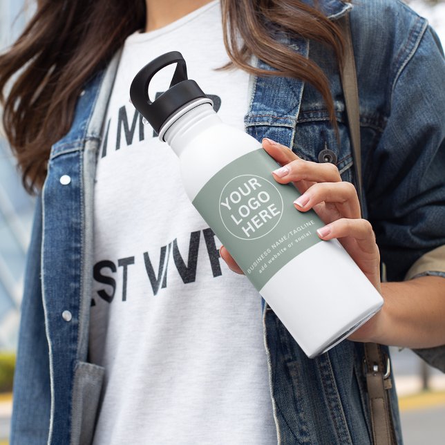 Grüne Logos und Text für Werbeaktionen Edelstahlflasche (Von Creator hochgeladen)
