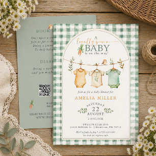 Grüne lokal angebaute Babysachen Baby Shower Einladung