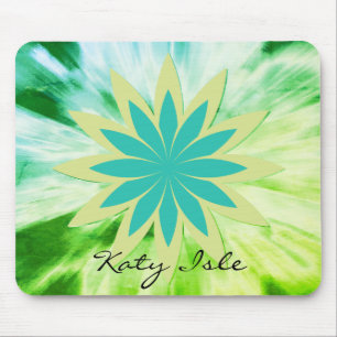 Grüne Lotus Blume Wasserfarben Ethnische Farbe Far Mousepad