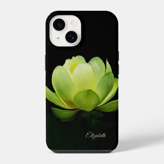 Grüne Lotusblume Schwarz iPhone Hülle (Rückseite)