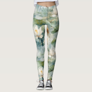 Grüne Lotusblüten Gelassenheit Leggings