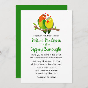 Grüne Lovebirds Hochzeitseinladung - Love Bird Einladung