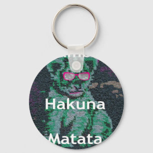 Grüne Löwe mit rosa Brille "Hakuna Matata" Kunst Schlüsselanhänger