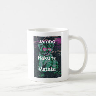 Grüne Löwe mit rosa Brille "Hakuna Matata" Kunst Tasse
