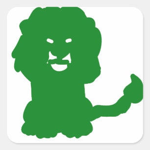 Grüne Löwensilhouette Quadratischer Aufkleber
