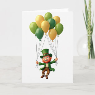 Grüne Luftballons Leprechaun Karte