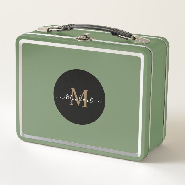 Grüne Lunchbox mit Personalisiertem Namen und QR-C (Vorderseite)