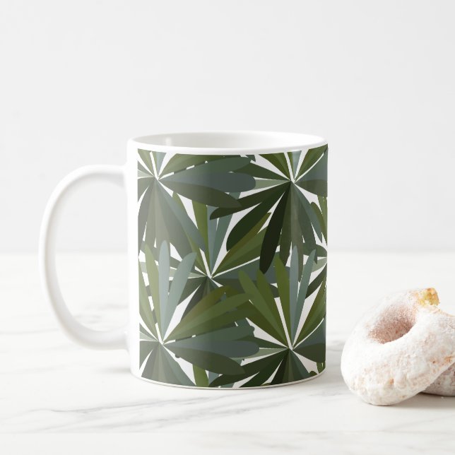 Grüne Lupine-Blätter Kaffeetasse (Mit Donut)