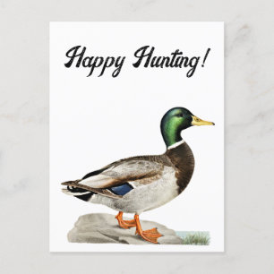 Grüne Mallard Ente Jagd Natur Kunst Postkarte