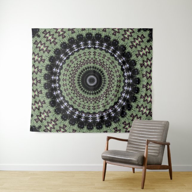 Grüne Mandala Wandteppich (Beispiel (Horizontal))