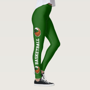 Grüne Mannschaft färbt Basketballtext Bein Leggings