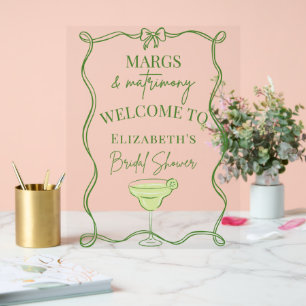 Grüne Margs und Matrimony-Brautjunggesellinnenabsc Acrylschild