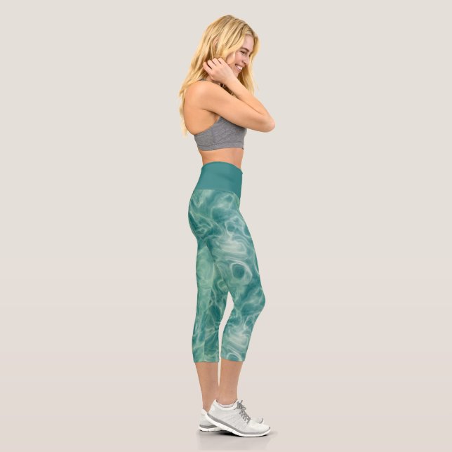 Grüne Marmor Capri Leggings (Rechts)