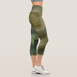 Grüne Marmor Capri Leggings