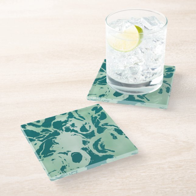 Grüne Marmor Glasuntersetzer (Schrägansicht)