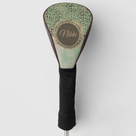 Grüne Marmor Glittery Leopard Personalisiert Golf Headcover