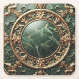 Grüne Marmor- und Goldschicht Rechteckiger Pappuntersetzer