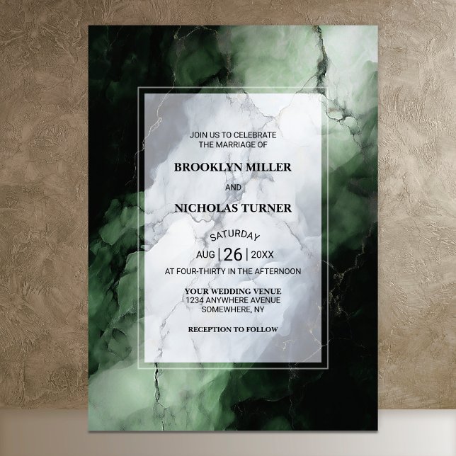 Grüne Marmorhochzeit Einladung (Von Creator hochgeladen)