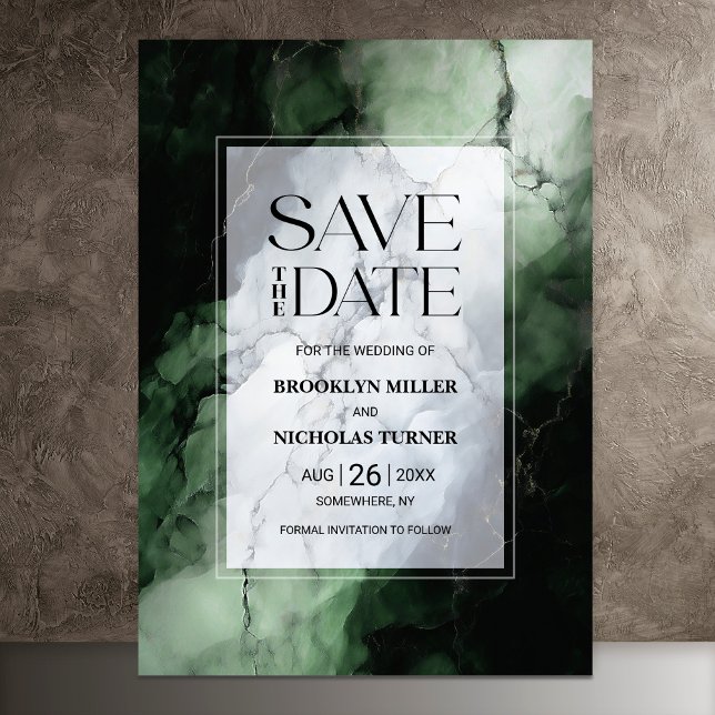 Grüne Marmorhochzeit speichern das Datum Save The Date (Von Creator hochgeladen)