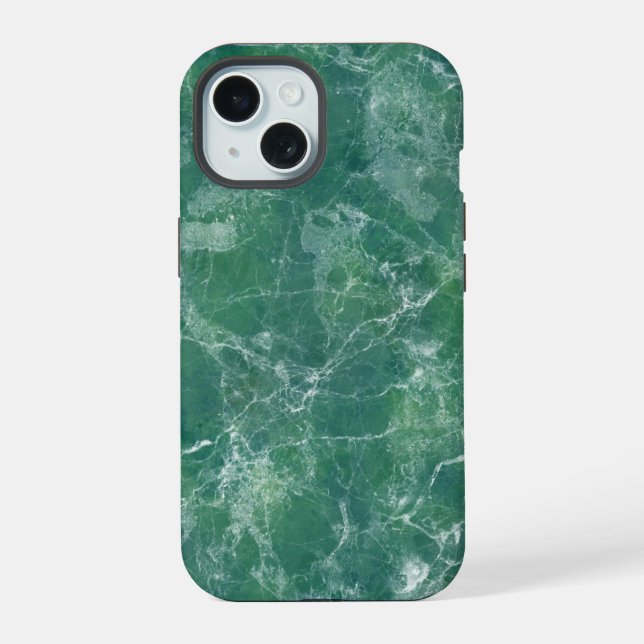 Grüne Marmortextur iPhone 15 Hülle (Rückseite)