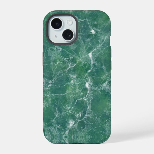 Grüne Marmortextur iPhone 15 Hülle (Rückseite)