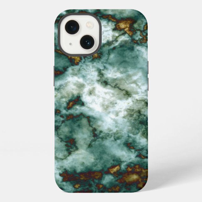 Grüne Marmortextur mit Adern iPhone Hülle (Rückseite)