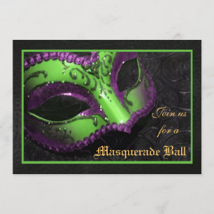 Grüne Masken-Maskenball-Halloween-Einladung Einladung