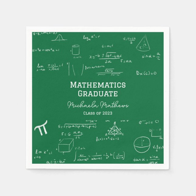 Grüne Mathematik-Abschlussklasse Serviette (Vorderseite)