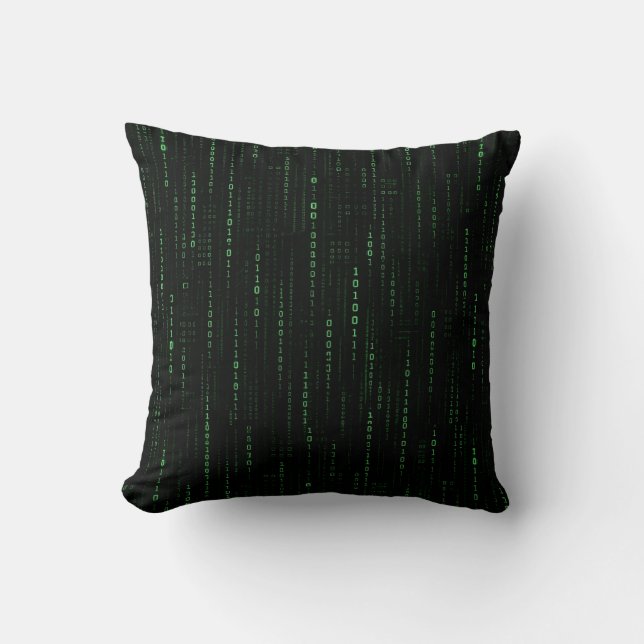 Grüne Matrix-Binär-Code-Cyberpunk-Tech-Design Kissen (Vorderseite)