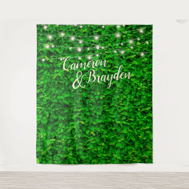 Grüne Mauer - Twinkling Lights Hochzeitsfeier Wandteppich (Vorderseite)