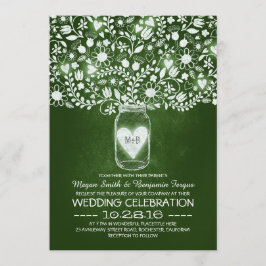 Grüne Maurerjar Blume Hochzeit lädt ein Einladung