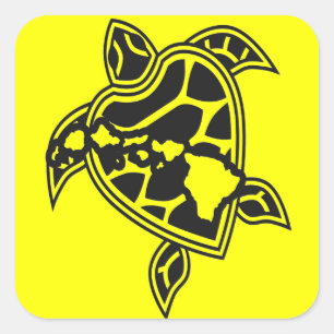 Grüne Meeresschildkröte Hawaiis Quadratischer Aufkleber