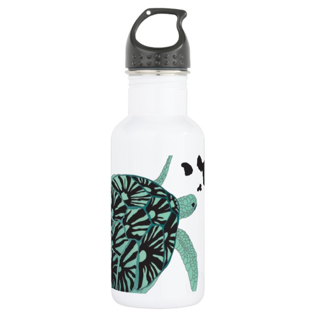 Grüne Meeresschildkröte Hawaiis und Hawaii-Inseln Edelstahlflasche (Vorderseite)