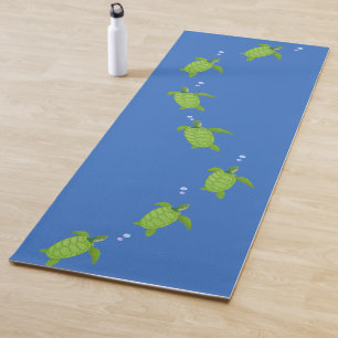 Grüne Meeresschildkröten auf Ozeanblau Yogamatte
