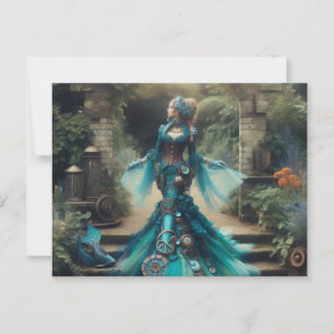 Grüne Meerjungfrau Steampunk Vintage viktorianisch Postkarte